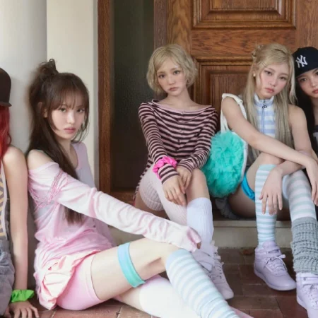 O grupo KiiiKiii, representando idols com estilo Y2K